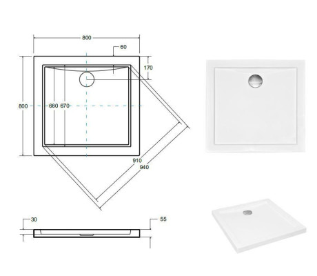 Shower tray shower bathtub acrylic tub shower pan flat