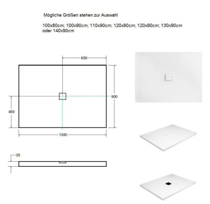 Shower tray Shower basin Shower Acrylic tub Decorative White Shower tray Flat