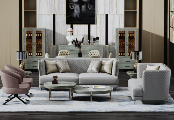 Gray sofa set 3+2 seater modern upholstered living room sofas