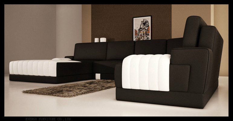 Designer upholstered leather sofa couch U-shaped modern living landscape U-shaped