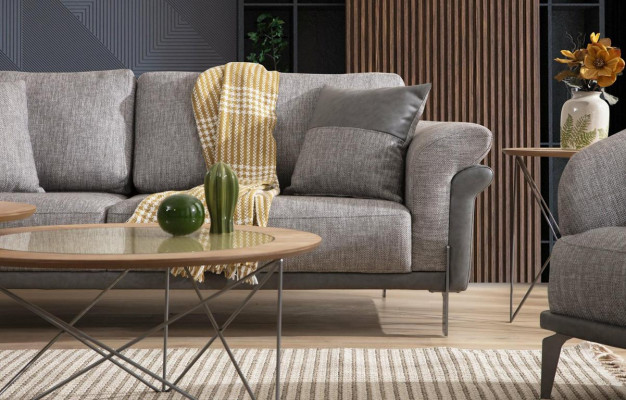 Italian Style 2x Coffee Tables Round Luxury Brown Living Room Table