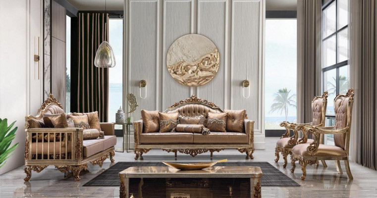 Sofa 3-seater living room couch textile luxury classic design three-seater