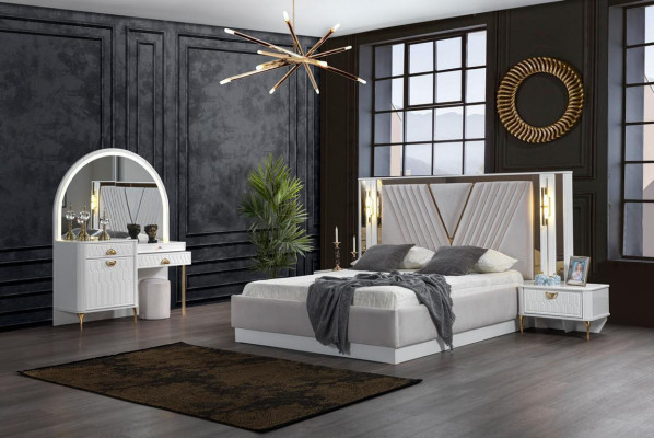Modern elegant bedroom furniture set in luxurious design and contemporary style