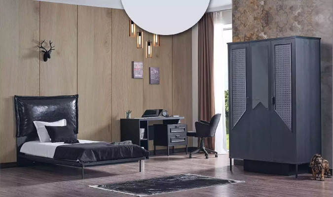 Wardrobe Closet Furniture Bedroom Cabinets Wood Loft Interior Black