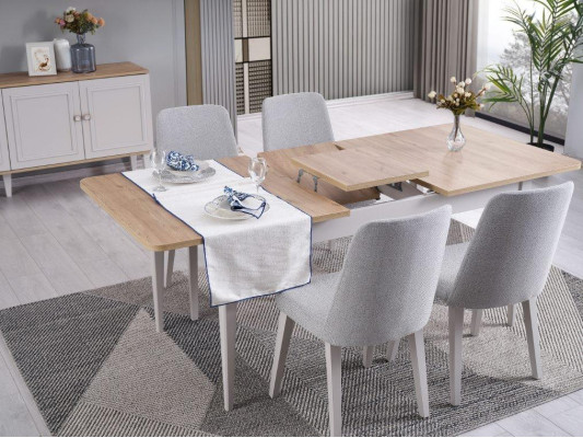 Dining room furniture dining set dining room dining table chairs wood gray 9-piece set
