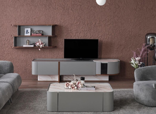 Living room wall unit set wood furnishings luxury living room TV stand design wall shelf