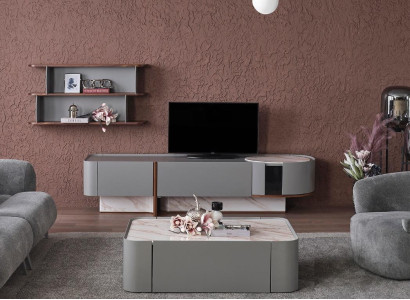 Living room wall unit set wood furnishings luxury living room TV stand design wall shelf