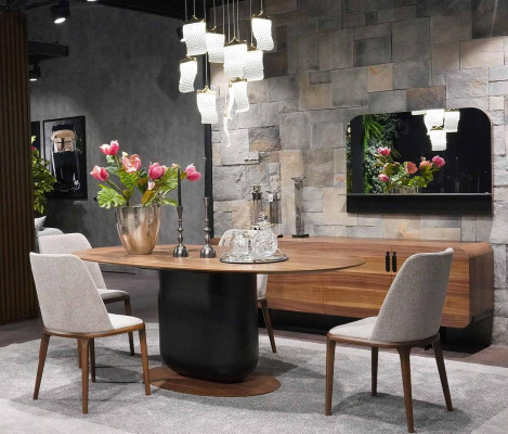 Dining room set 6-piece dining table chairs dining group sideboard cabinet furniture