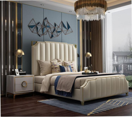 Bed 2x nightstand 3-piece bedroom set design modern luxury furniture