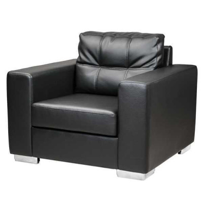 Black armchair, faux leather single-seater, living room relax, new 1-seater