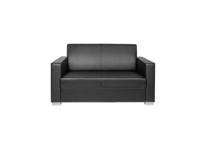Black leather sofa two-seater couch lounge 2-seater modern club 2-seater
