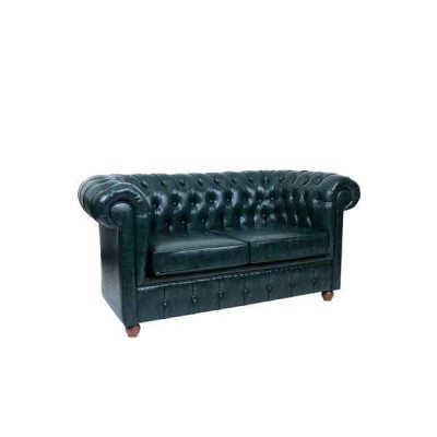 Dark blue Chesterfield two-seater modern sofa 2-seater 2-person sofa