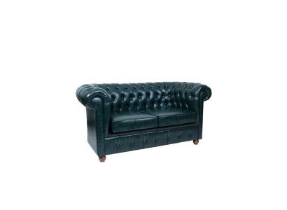 Dark blue Chesterfield two-seater modern sofa 2-seater 2-person sofa