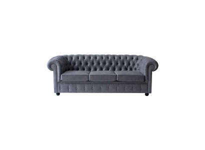 Chesterfield Gray Three-Seater Luxury Couch Designer Living Room Sofa