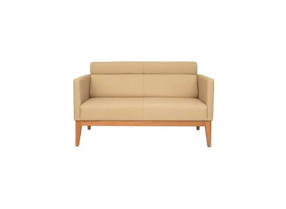 Beige Office Sofa Designer 2-Seater Upholstered Couch Faux Leather Luxury Sofas