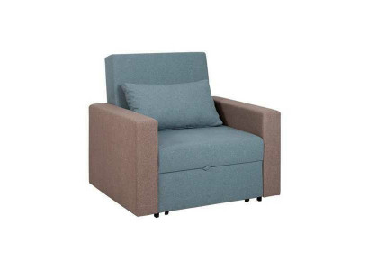 Blue armchair with bed function, living room single-seater, relax luxury club chair
