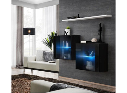 Black wall cabinet complete living wall wall shelf modern designer wooden furniture