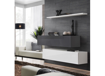 2x Cabinets Living Room Wall Unit Set Luxury Design Furnishing Wall Shelf Wooden Furniture Living Room