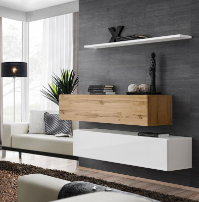 Living room wall unit 130 cm designer 2x cabinet set furniture wood living room