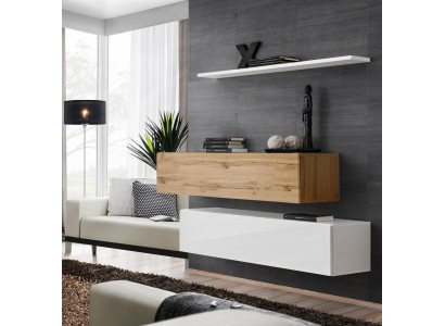 Living room wall unit 130 cm designer 2x cabinet set furniture wood living room