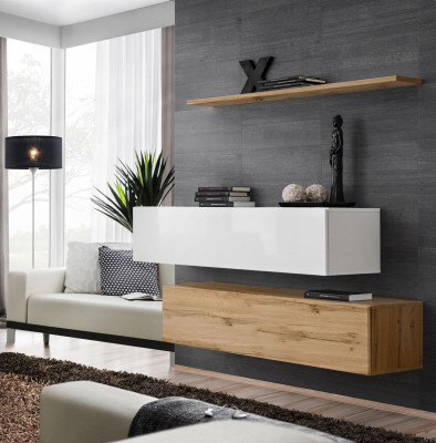 Designer furnishings Braun 2x wall cabinet wooden furniture luxury set living room furniture
