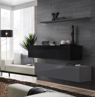 Living room wall shelf sideboard wall units wall cabinet complete set 3 pieces new.