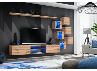 Brown wall unit living room furniture wall cabinet luxury set new wooden furniture