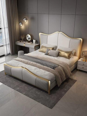 Designer luxury bedroom set group suite bed 2x bedside table 3 piece new