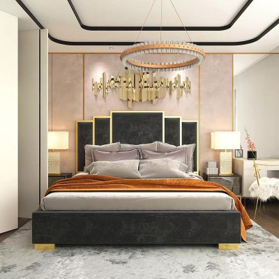 Design bed textile luxury beds modern hotel frame sleep room 180x200