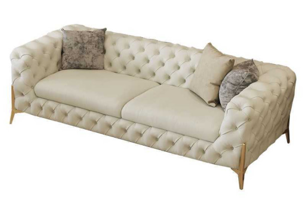 Living room set design Chesterfield sofa set leather seat upholstery 2-piece