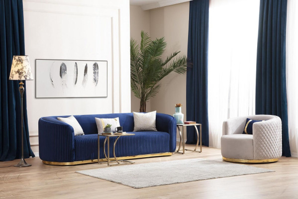 Modern sofa set three-seater armchair stainless steel furniture luxury set design