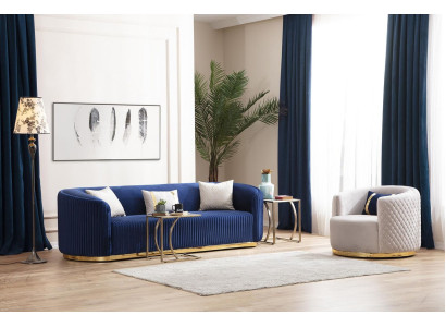 Modern sofa set three-seater armchair stainless steel furniture luxury set design