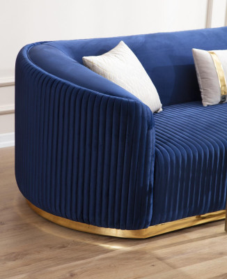 Stainless Steel Three-Seater Luxury Sofa Blue Living Room Furniture Upholstered Sofas Couches