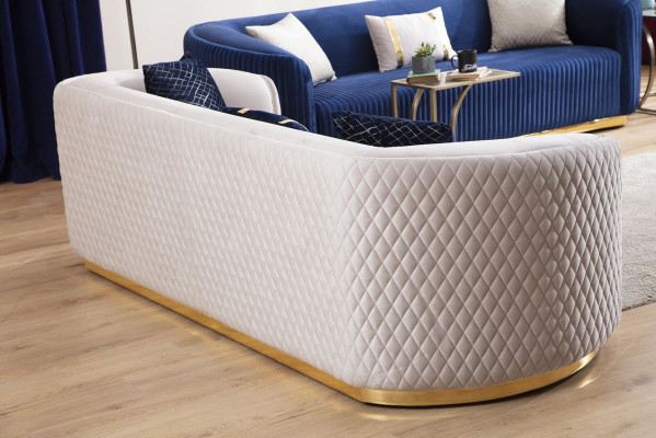 Beige three-seater stainless steel furniture luxury couch sofas design living room furniture