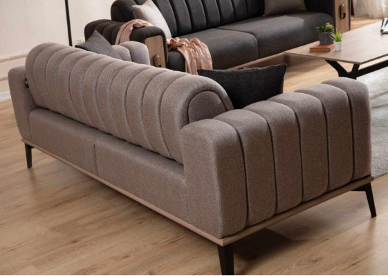 Brown sofa set three-seater single-seater armchair upholstered furniture fabric sofa