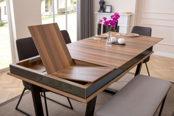 Complete dining set: dining table, 4 chairs, dining group, bench, dining table, 6-piece set.