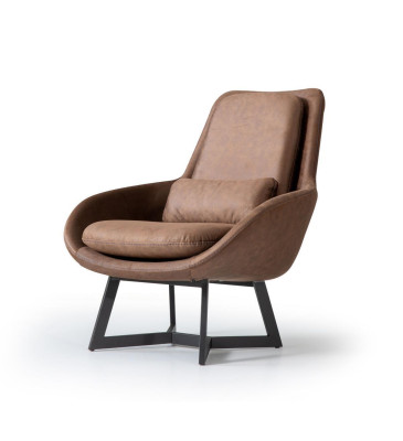 Designer armchair 1-seater faux leather couch upholstered armchair design brown