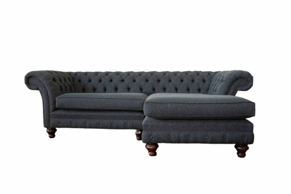 Chesterfield sectional sofa L-shape fabric design couch seating sofa textile corner new