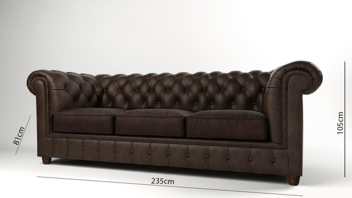 Classic Chesterfield Couch Sofa 3-Seater Sofas Upholstered Three-Seater