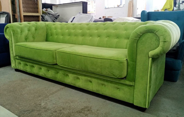 Sofa 2-seater upholstery metal design couches velvet vintage style Chesterfield