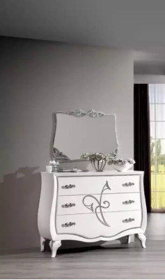 Bedroom 5-piece set: bed, 2 nightstands, wardrobe, modern furniture.