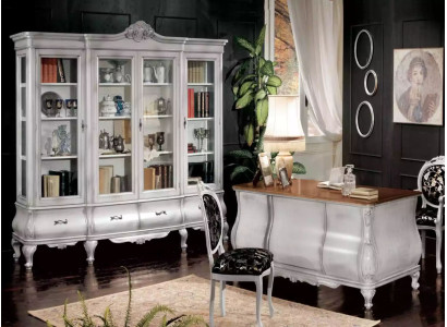 White office furniture desk bookshelf luxury table shelf furnishings