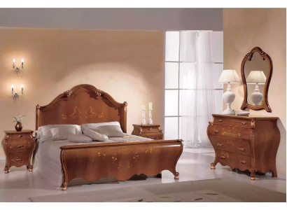 Brown bedroom set luxury furniture beds nightstands mirror dresser