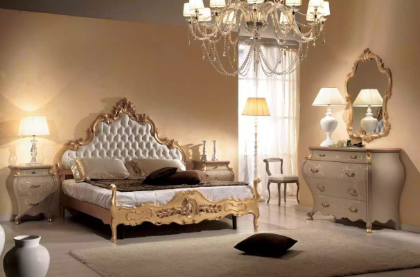 Complete Bedroom Set Bed Nightstands Dresser Mirror Set 5-piece