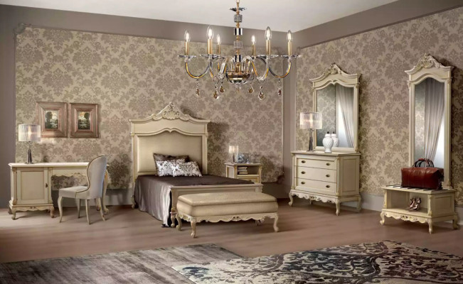 Bedroom set bed nightstand wood dresser luxury modern 7-piece new