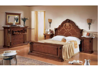 Classic Brown Bedroom Set: Bed, 2x Nightstands, Dresser Set 5-piece