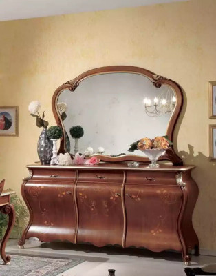 Large dining room set luxury furniture dining table 4x chairs sideboard mirror 8-piece