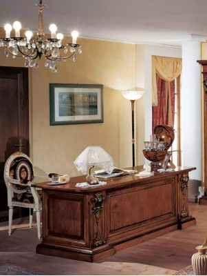 Brown classic office furniture solid wood desk bookcase cabinets