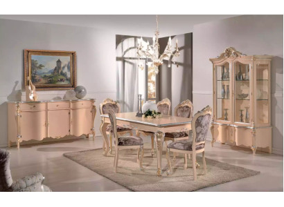 Dining room furniture dining table display cabinet dresser 4x chairs dining set 7-piece suite