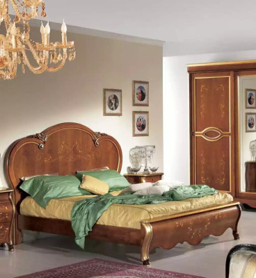 Complete bedroom set: bed, 2 bedside tables, wardrobe, dresser